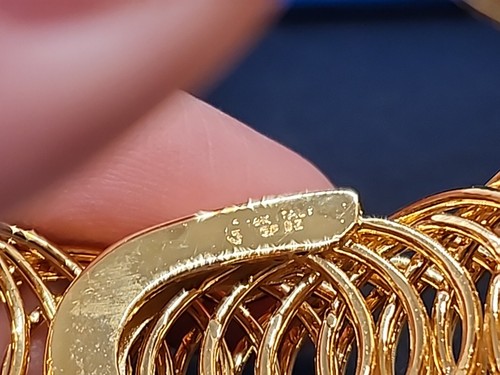 Moda Al Massimo 18k Gelbgold plattiert Bronze Panzer Armreif Armband 8" - Bild 4 von 7