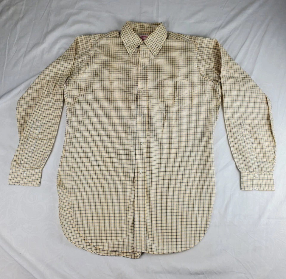 60s Six Buttons Vintage Brooks Brothers Makers Gingham Shirt 15.5 OCBD USA - Image 2 of 4