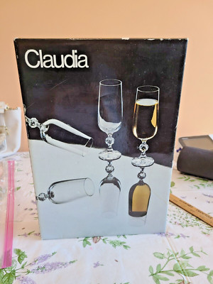 IN BOX IMPORTED CLAUDIA CRYSTAL CHAMPAGNE FLUTES,  6 Oz,  Style #5036