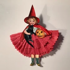 Paper doll Halloween feather tree ornaments witch gift tags item# W2