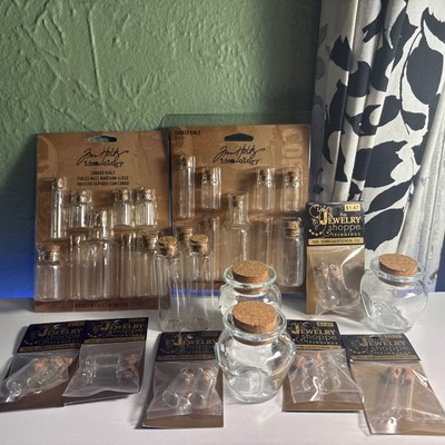 Corked Vials by Tim Holtz Idea-ology, Jewelry Shoppe, 35 Mini Glass Jar Total!!