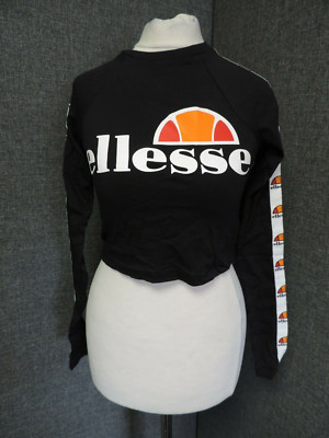 Ellesse Leola Long Sleeve Crop Top Black RRP £25 UK 4 LN026 CC 05
