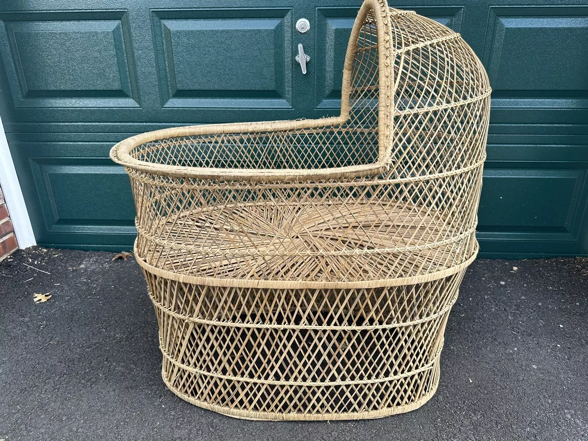Vintage wicker crib hotsell