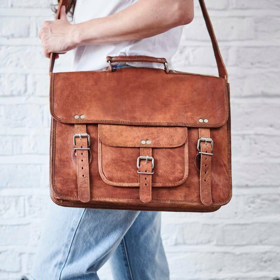Men's Vintage Leather Messenger Bags Laptop Satchel Bag Handmade Briefcase Bags