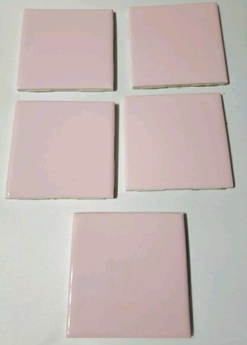 Reclaimed Light Pink Ceramic Tile 5 Pieces 1960s 4 1/4" Vintage L10