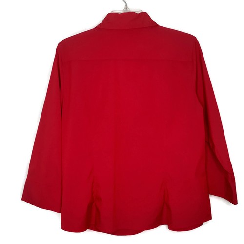 Blusa donna Apt.9 taglia grande bottoni davanti manica 3/4 colletto tinta unita rosso - Foto 8 di 12