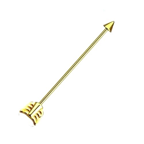PAIR 🏹🏹14G ARROW INDUSTRIAL BARBELL TITANIUM STEEL EAR CARTILAGE PIERCING RING - Picture 6 of 6
