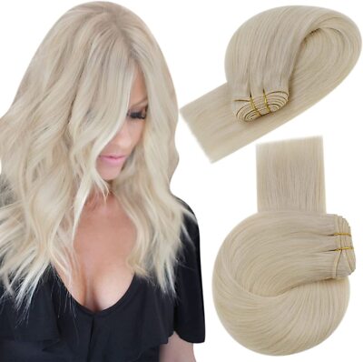 Weft Human Hair Extensions Double Weft Sew-In Weave Real Remy Straight Hair 100g