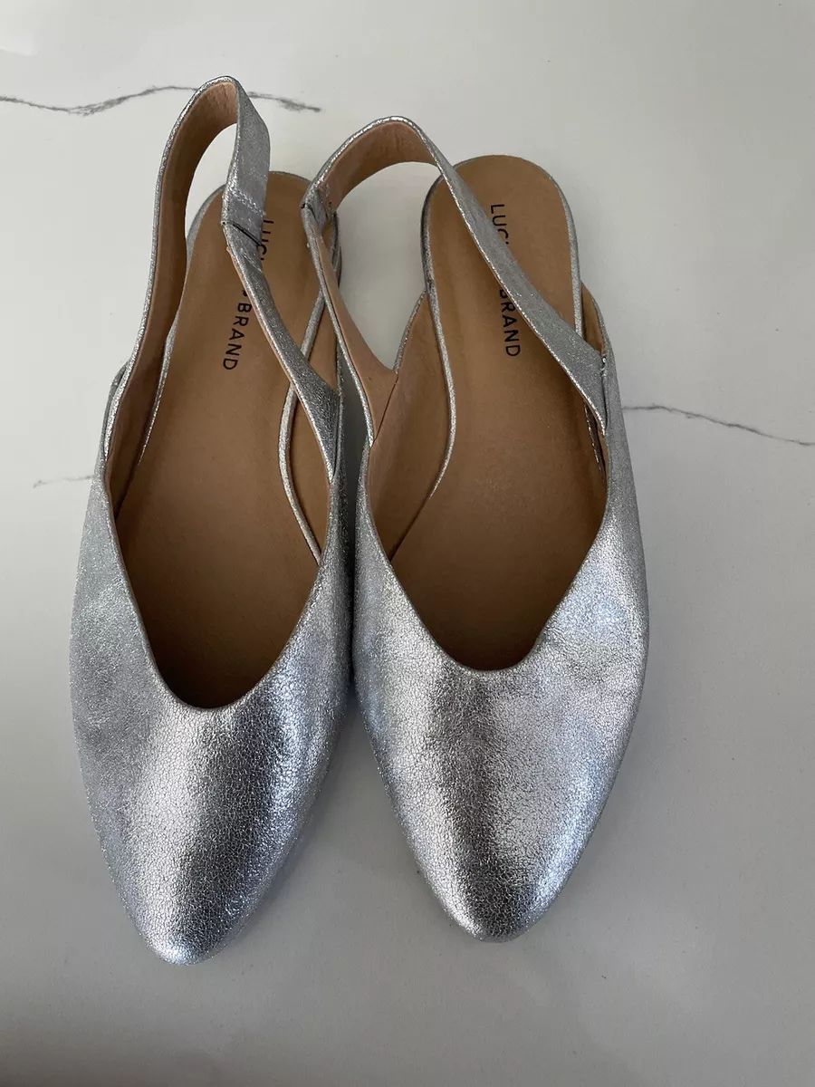 LUCKY BRAND Flats Womens 11M US Metallic Silver SHF