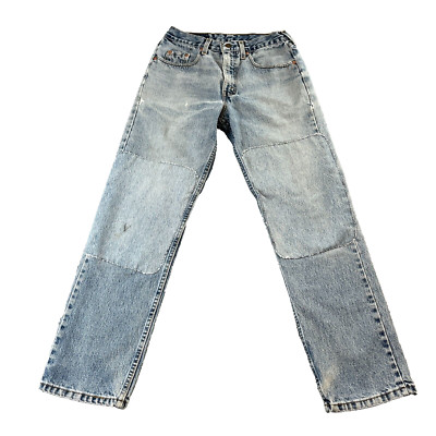 Levi's 615 Herren Jeans 28W L30 * Straight Distressed Patch Vintage Hellblau 90er