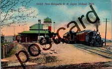 1913 Pere Marquette R.R. Depot, HOLLAND MI, railroad postcard jj240