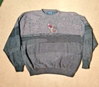 Vintage CARMEL Sweater 1990s Embroidered Golf Design textured XXL great shape