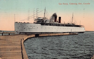 Cobourg Ontario Number 1 Canada Car Ferry 1914 Cancel Vtg Postcard CP359
