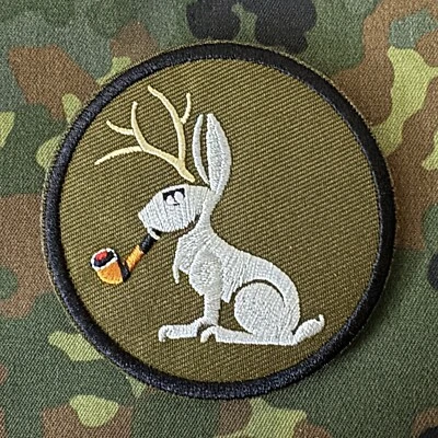 CYKOVISUALS 🐇 CONFIDENT JACKALOPE Embroidered Patch Hook/Loop Back BUSHCRAFT The Edge PDW