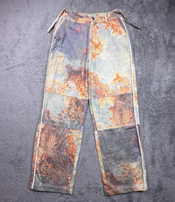 Fashion Nova Wide Leg Jeans Womens L Renaissance Art Print Colorblock Patchwork