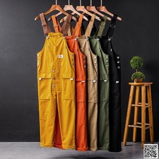 Men Loose Overalls Jumpsuit Bib Pants Coverall Romper Straight-leg Trouser New
