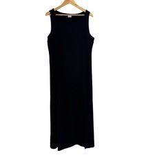 Chicos Dress Women XL/16 Black Sleeveless Maxi Side Slit Minimalist Travel Basic