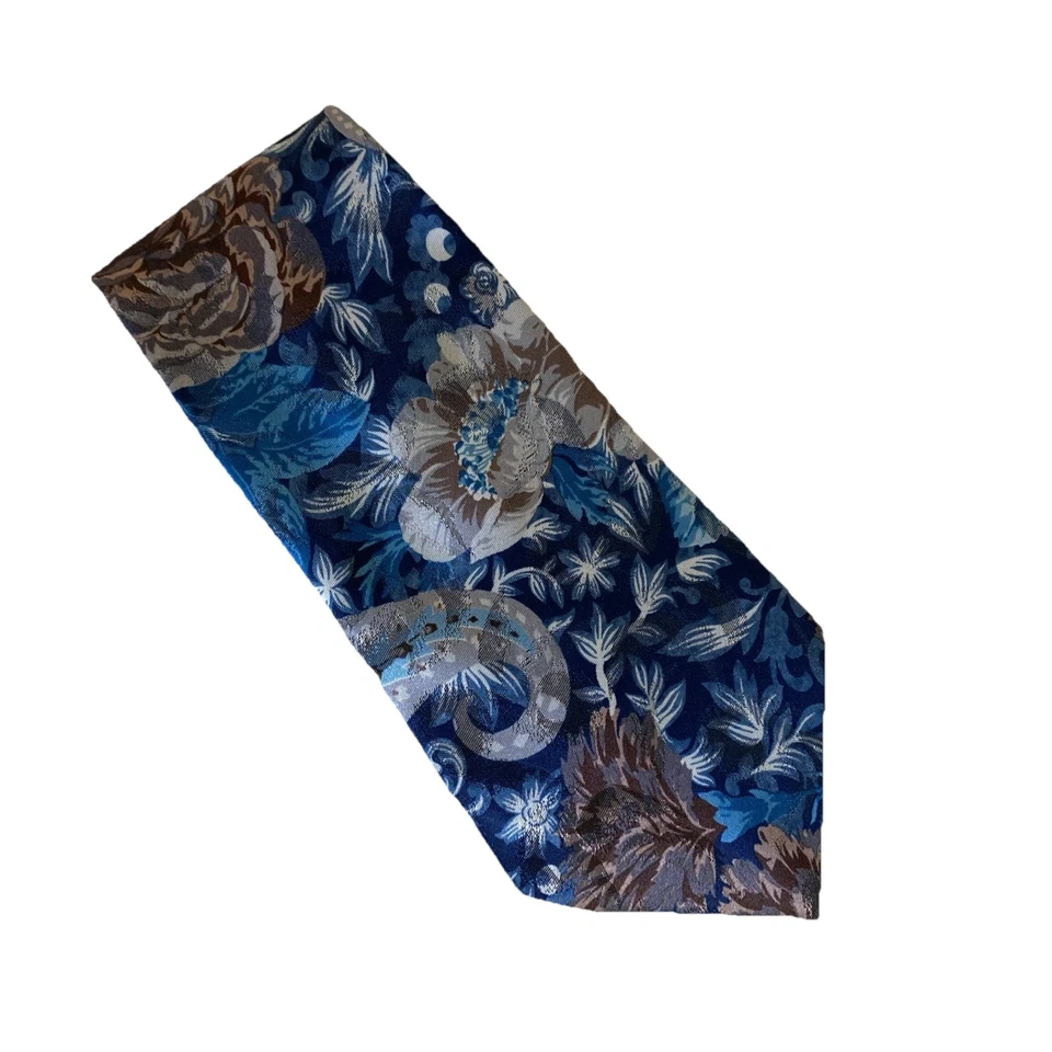 "Corbata de cuello largo vintage floral para hombre azul marino poliéster clásica 64"" ENVÍO GRATUITO" Foto 2 de 4