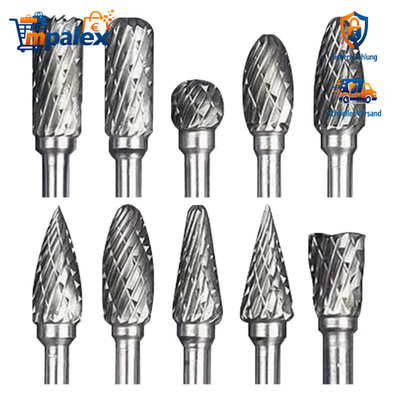 Hartmetall Frässtifte Doppelschnitt 8 Stück 6mm 10mm 12mm Schaft Wolframstahl