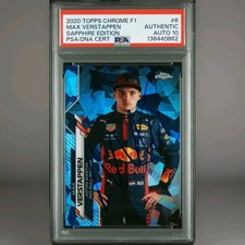 2020 Topps Chrome F1 6 Max Verstappen Signed Sapphire Edition PSA Auto 10