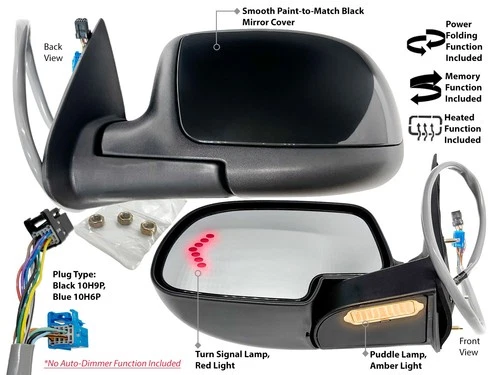 Power Folding Mirror for GM Pickup SUV 2003-2006 with Puddle Memory Driver Side