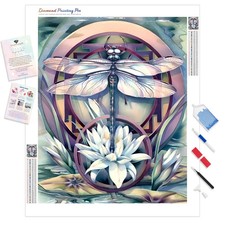 Diamond Painting/Dragonfly on Lotus/15.8 x 19.7/Diamond Painting Pro