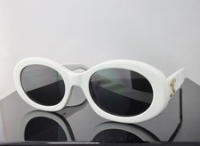 CELINE CL40194U 40194 TRIOMPHE Paris White Gold Logo Oval Unisex Sunglasses 25A