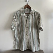 Rhythm Men’s XXL Vacation Stripe Button Up Shirt Cotton&Linen