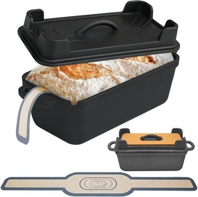 9.5×5 Inch Cast Iron Loaf Pan with Lid, 2-In-1 for Homemade Sourdough Baking, Ve