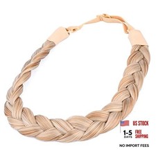 Synthetic Hair Braided Headband Classic Chunky Wide Plaited Light Honey Blonde