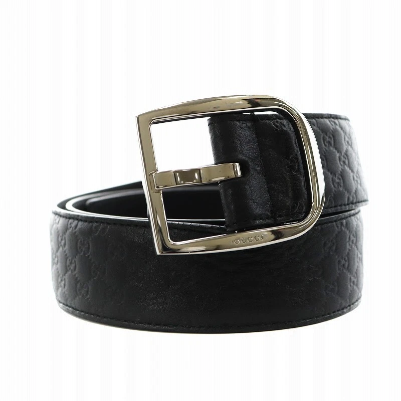 Gucci GG Motif Ceinture Cuir Homme Noir 36 40in Boucle Oeillet /Occasion