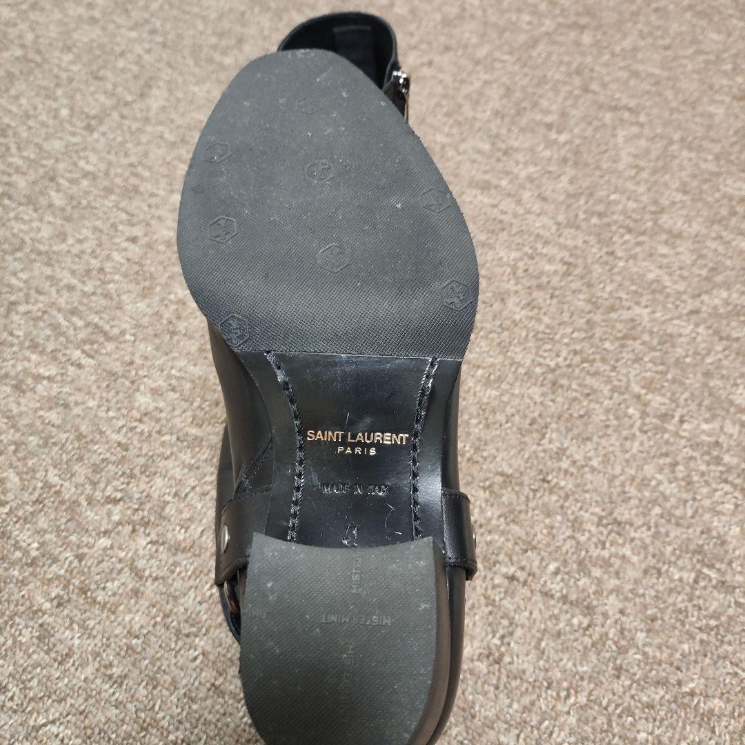 Stivali Saint Laurent con tacco ad anello neri vera pelle zip laterale misura 41 uomo autentici