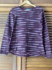 Simply Vera Women’s Cranberry Textured Striped Long Sleeve Top Size Small