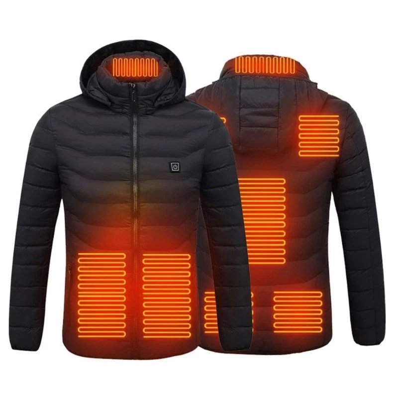 Winter Heated Hooded Jacket Men Women USB Charging Heating Coat 9 Areas Warm - product detail image 2