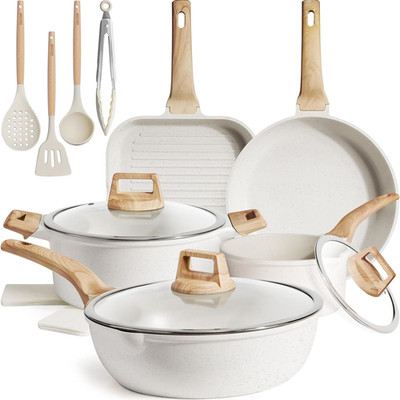 16-Piece Nonstick Ceramic Cookware Set - Healthy Induction Kitchen Set