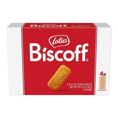 Lotus Biscoff Cookies Box, 4 x 8.8oz Packs, 35.2oz Total