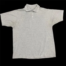 Plain Gray Polo Short Sleeve Collared Cotton Polyester Galaxy by Harvic Grey