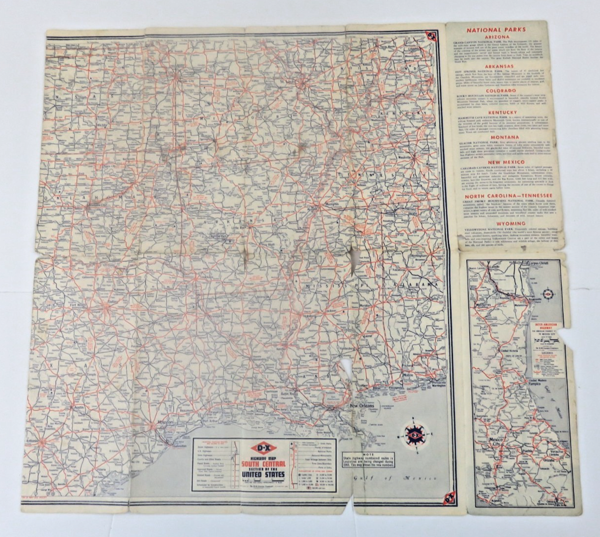 Vintage 1950s D-X Oil Gas Road Map Central United States Highway Map | eBay