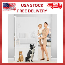 72  Extra Tall Retractable Baby Dog Gate 55  Wide Mesh Pet Gate White