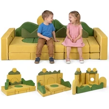 19PCS Modular Kids Play Couch: Sunrise Theme Toddler Foam Fort for Playroom.