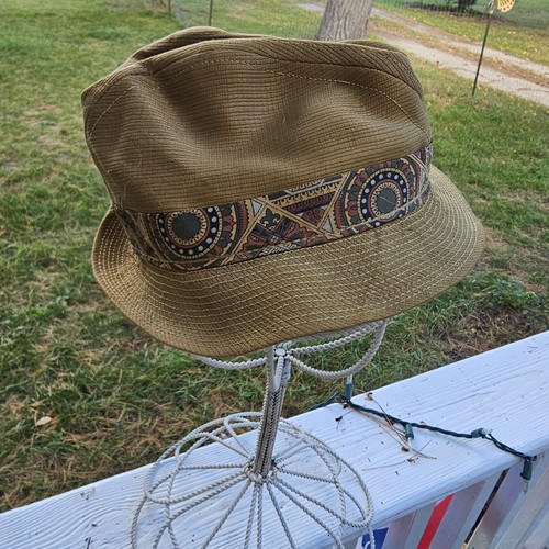 Fedora Hat Toddler Child Vintage Sz 6 1/4 M  Brown With Artsy Design Band Estate