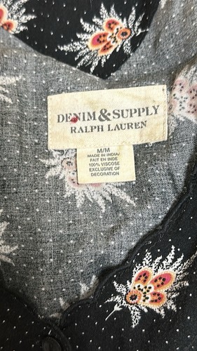 Denim & Supply Ralph Lauren abito babydoll donna medio nero Ditzy floreale mini - Foto 5 di 8