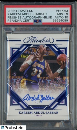 2022 Flawless Finishes Blue Kareem Abdul-Jabbar HOF /8 PSA 9 PSA/DNA 10 AUTO