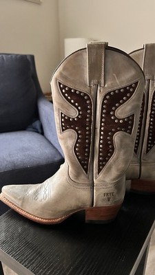 Frye Women's Leather Boots Gray/Brown-suede Size 6M Made In Spain