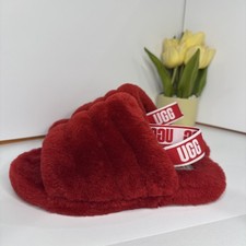 UGG Australia Fluff Yeah Slide Red Sandals Slippers Slingback US Size 5 / Kid 3