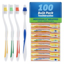 100 Pack Toothbrush Standard Classic Medium Soft Toothbrush Bulk Individually...
