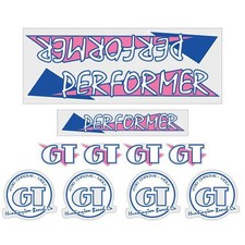 1986 GT BMX Performer - pink and blue on clear - decal set