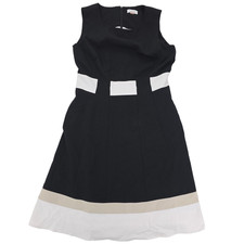 Calvin Klein Fit & Flare Dress Womens 10 Black A-line Colorblock Knee Length