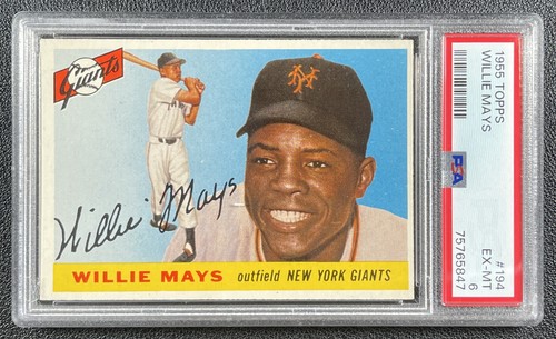 WILLIE MAYS PSA 6 1955 TOPPS BASEBALL #194 GIANTS HOF 5847