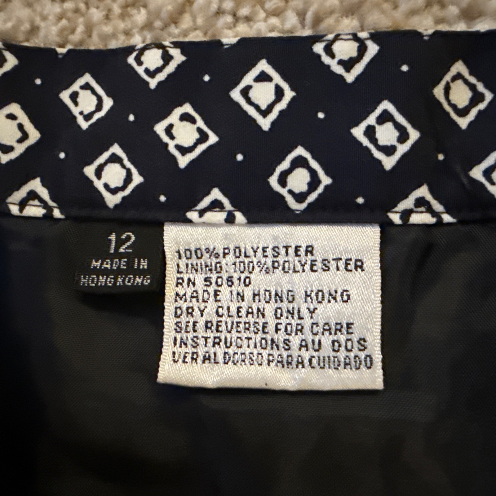 Le Suit Vintage Skirt Suit Navy Blue White Pleated Size 12